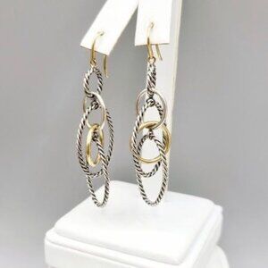 David Yurman Mobile Chain Dangle Earrings w/ 18K Yellow Gold - RARE